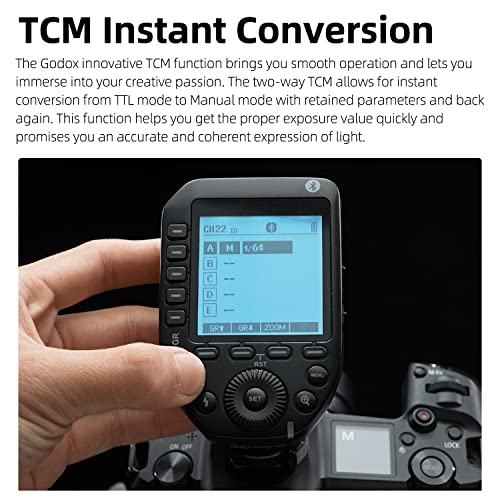 Godox XProII-C TTL Wireless Flash Trigger 1/8000s HSS, TCM Instantaneous Switching, APP Control, 16 Groups 32 Channels, Large LCD Display, Stable Signal, Responsive, Suitable for Canon Cameras