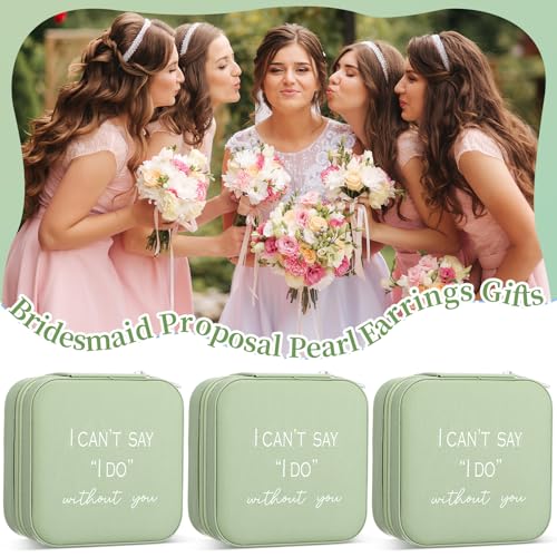Colingmill 8 Pcs Bridesmaid Proposal Jewelry Box Gifts I Can't Say I Do Without You Travel Jewelry Case Portable Earring Organizer for Women Bridesmaids Wedding Gifts Matcha Color