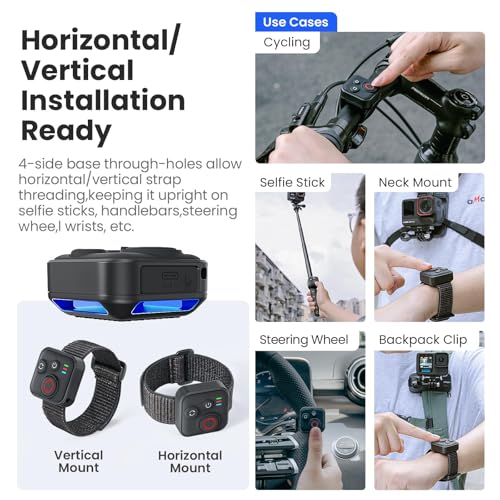 Bluetooth Remote Control Compatible with Insta360 X5 X4 X3 X2/Ace Pro2/Ace Pro/Ace/GO 3S/GO 3/ONE RS/ONE R,for GoPro Hero13/12/11/10/9/8/Max/Mini Cameras and Phones,Wireless 50M Remote Control Range