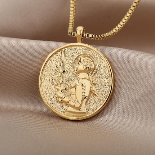 Heroine Joan Of Arc Athena Necklace Medallion Queen Coin Necklace For Women