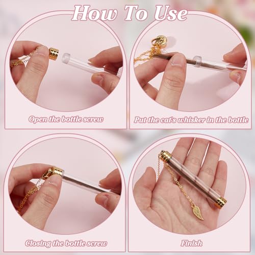 2 Colors Column Glass Bottle Pendant Necklaces Cat Whisker Holder Brass Cable Chain Necklaces Jewelry Charm Urn Ashes Memorial Pendant Keepsake for Cat Whiskers Pet or Human