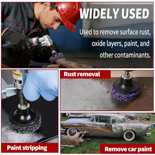 50 mm CSD disc sanding discs, 30 pieces, purple cleaning disc set with 6 mm shaft, nylon flex discs, removal of paint, rust, varnish and scale reliable DE-30pcs-Purple