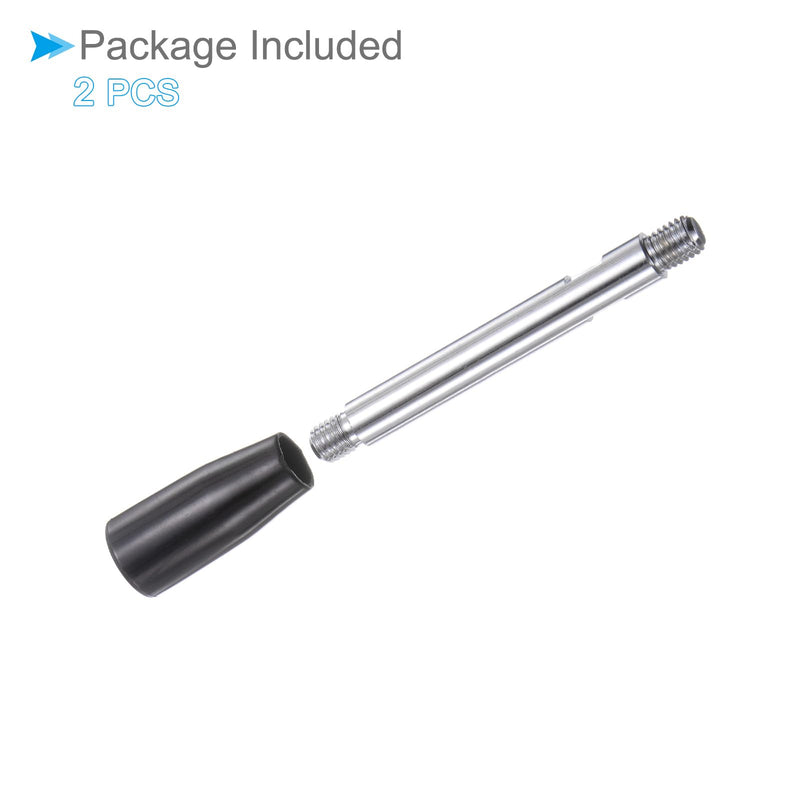 [Australia - AusPower] - Revolving Crank Clamping Handle, M10 Male Thread 125mm Length, Chrome Plated Long Arm Handwheel Handle Knob Black - (Applications: for Lathe Machinery), 2-Pieces 