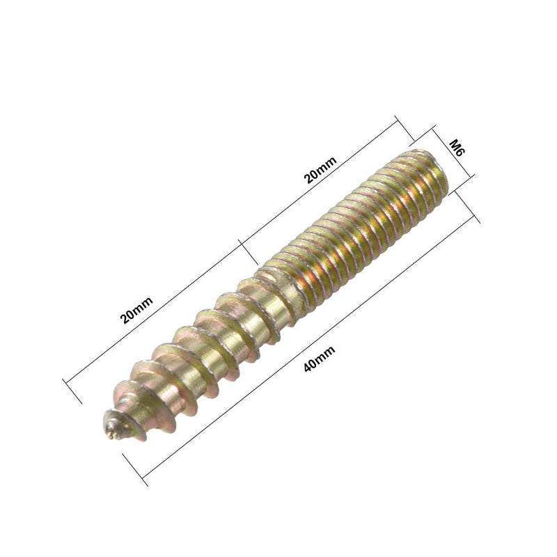 [Australia - AusPower] - uxcell M6 Hanger Bolts Length 1-5/8"(40mm) Double Headed Bolts Self-Tapping Screw 6mm Wood Joint Furniture Legs 10pcs 