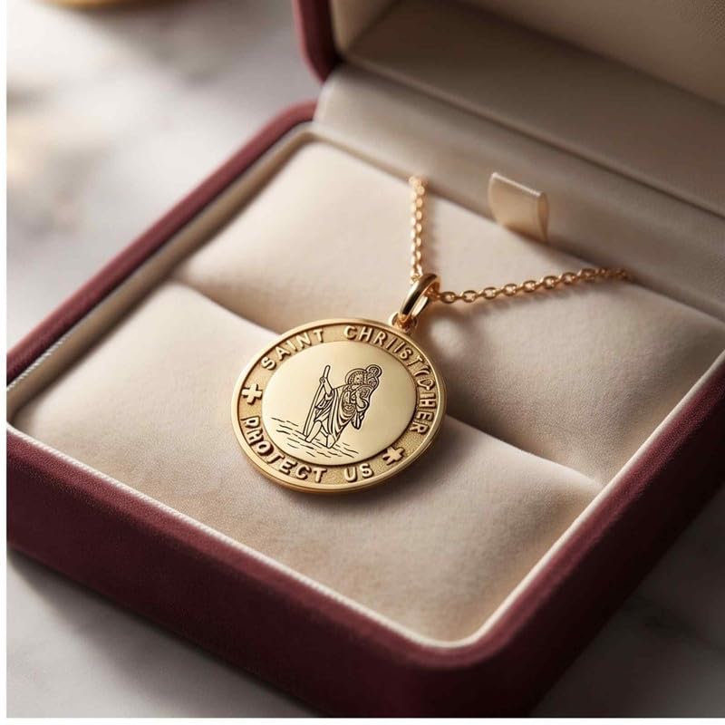 925 Sterling Silver Saint Christopher Pendant Necklace, |LK_NLC_00202
