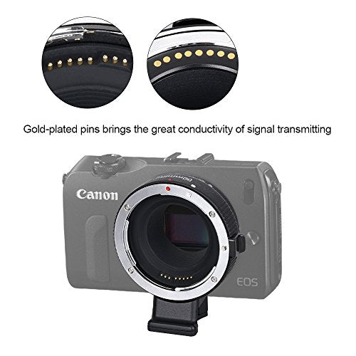 Commlite CM-EF-EOS M Auto-Focus Lens Mount Adapter for EF/EF-S Lens to Canon EOS M (EF-M Mount) Mirrorless Camera Lens Converter Ring for Canon EOS M1 M2 M3 M5 M6 M10 M50 M100 EF-EOS M