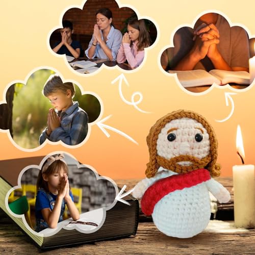 Mini Crochet Jesus Figures Gifts for Women Faith Cute Jesus Plush Christian Stuff Prayer Room Essentials Easter Basket Religious Gifts for Kids Christian Gift for Easter, Birthday 05 Red