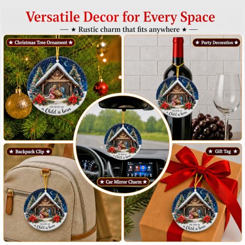 Nativity Christmas Ornament 2026 Snowy Stable Manger Faith Gift