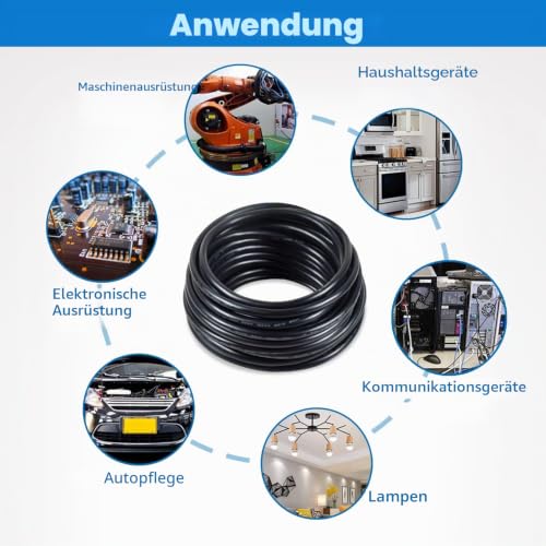 18 AWG 2 x 0.75 mm² Electric Cable, 2-Core Extension Cable 5 m UL2464, 5 V/12 V/24 V/300 V Oxygen-Free Multi-Strand Tinned Copper Cable, Landscape Wire Cable LED Lights for Cars | 80°C 5V/12V/24V/300V oxygen-free multi-strand tinned copper cable for la...