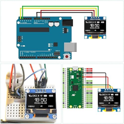 3 x 0.96 Inch OLED Display I2C 128 x 64 Pixel I2C Screen Display Module, 0.96 Inch OLED Display I2C IIC Screen Display Module Compatible with Arduino Raspberry Pi (Yellow and Blue) blue e giallo
