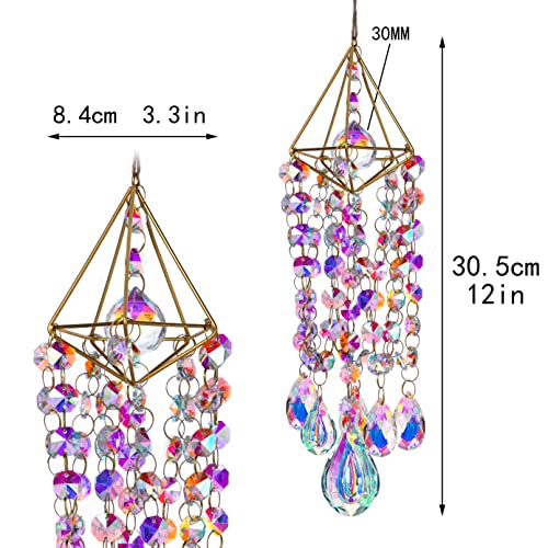 Hanging Wind Chime Style Garden Suncatcher and Glass Guardian Angel Suncather