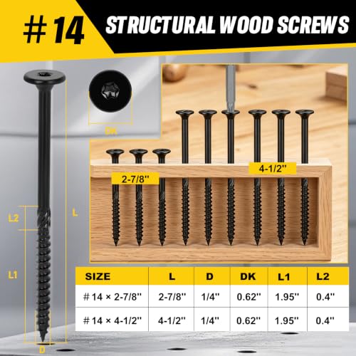 Micnce #14 x 4-1/2-inch heavy-duty outdoor deck and framing lag screws, 100 count