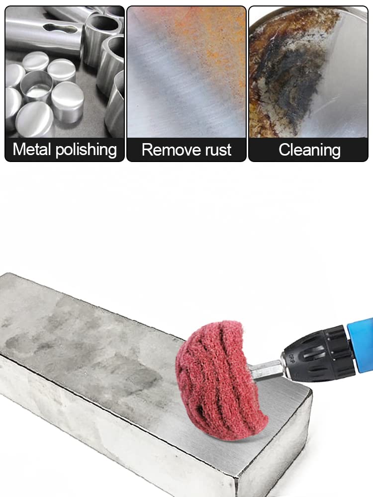 [Australia - AusPower] - 6PCS Non Woven Abrasive Buffing Polishing Wheel Drill Attachment Set,Scouring Pads Power Scrubber Cleaning Kit, Power-Operated Abrasive Wheels? Green red Gray) 1/4 Shank 
