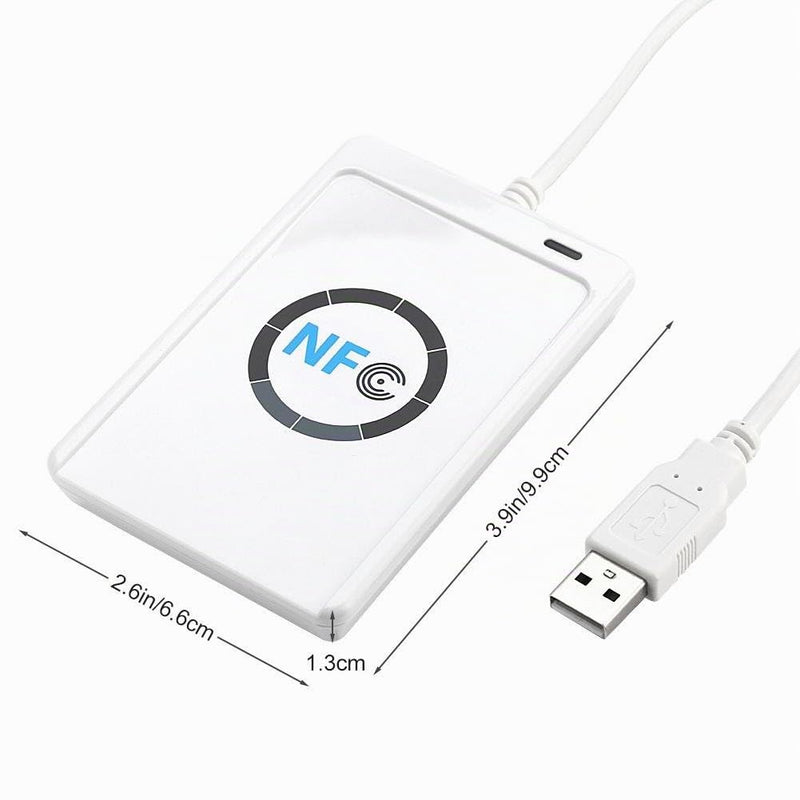 DEWIN USB NFC Reader, ACR122U NFC Reader Writer and 5 ISO 14443A/B IC Cards, White
