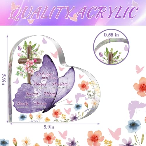 Gerrii Christian Gifts for Women Inspirational Religious Gift Bible Verse Desk Decor Spiritual Acrylic Plaque Decorative Sign Mom Gifts for Mother's Day Birthday Sister Friends(Cute Butterfly) Cute Butterfly