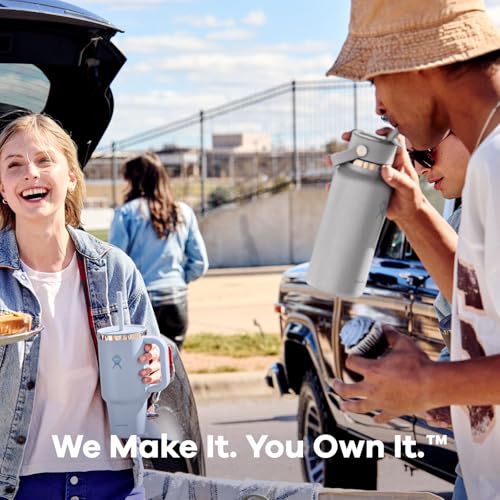 Hydro Flask Water Bottle - Insulated Stainless Steel - Wide Mouth Flex Straw Lid, Non Spill, Leakproof and Refillable in 40 Oz Moonshadow