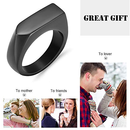 XSMZB Cremation Rings for Ashes Keepsake Arrow Band Finger Ring Ashes Holder for Human Pet Simple Square Memorial Urn Ring for Men Women Black 7