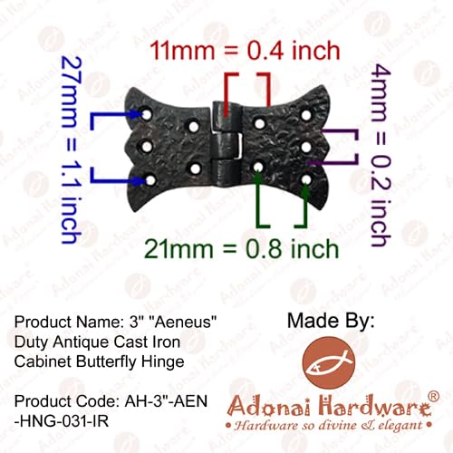 Adonai Hardware Aeneus Heavy Duty Antique Cast Iron Vintage Cabinet Butterfly Hinges (2 Pack, Oil Rubbed Bronze) for Barn Doors, Cupboards, Wooden Jewelry Box, Furniture, Treasure Chest and Trunks 3.5 Inch x 2 Pack