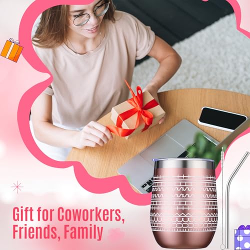 Geiserailie 4 Pcs 12 oz Funny Message Coffee Mug Birthday White Elephant Gifts Stainless Steel Insulated Tumblers Wine Cup Gag Gift for for Employee Appreciation Coworkers Friends Father (Rose Gold) Rose Gold