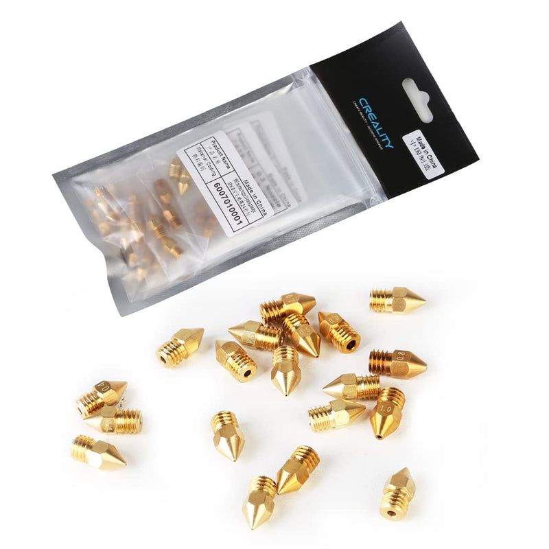 Creality MK8 Nozzles 24PCS Kit, High Quality Brass Nozzles with Wear Resistance, Wide Applicability for PLA/ABS/PETG/PEEK/PEKK/PSU, 7 Aperture Available for Ender-3/Ender-5/CR-10 Series 3D Printers