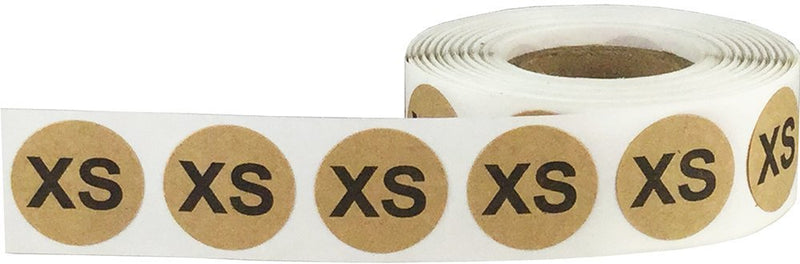 Natural Kraft Circle XS Clothing Size Stickers for Retail Apparel, 0.75 Inch Round Adhesive Size Labels, 500 Total Stickers on a Roll for Boutique and Inventory Organization – Made in the USA