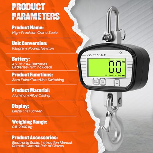 Digital Kitchen Scales with Backlit Display and High Capacity Household and Kitchen Capacity 1000 kg Digital Scales for Professional and Industrial Use