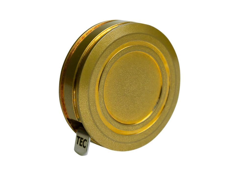 TEC Accessories Ti-Tape Retractable Mini Tape Measure - Imperial and Metric, 3 Foot User-Replaceable Small Measuring Tape - EDC, Pocket Size Keychain Clip (Brass Matte Finish) Brass Matte Finish