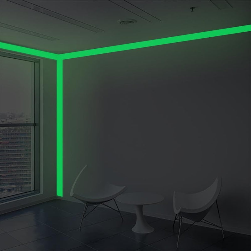 Green Glow in The Dark Tape,10FT x 0.5 Inch Long-Lasting Bright Fluorescent Glow Tape,Luminescent Emergency Tape Safety Egress Markers Stairs,Walls,Steps,Exit Sign,Strong Adhesive(10FT x 0.4 Inch)