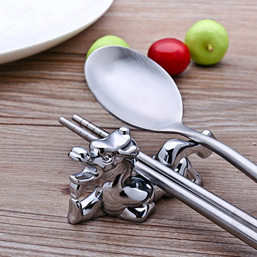 YOY Twelve Chinese Zodiac Signs Stainless Steel Chopsticks Rest or Dinner Spoon Stand Fork and Knife Holder Set of 12