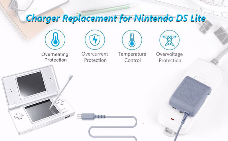 [Australia - AusPower] - DS Lite Charger Replacement for Nintendo DS Lite, AC Adapter Wall Plug Compatible with NDSL Charger (100-240v) 