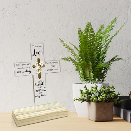 Acrylic Decor Sign Plaque With Stand Gifts For men women, Table decorations for Mom Dad Grandma Friends (Cross0631)
