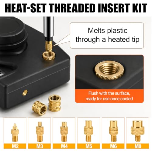 Farady heat set insert tip set with threaded inserts for DIY 3D printer plastic projects