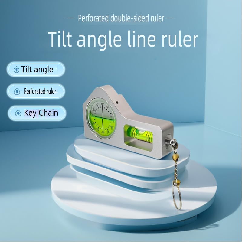 [Australia - AusPower] - Metal high-precision level, small bar type angle sensor, level bubble rectangular with 30cm ruler with positioning hole (Silver green) Silver Green 