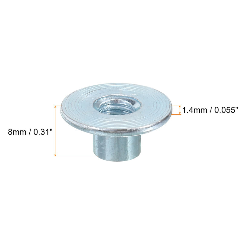 [Australia - AusPower] - uxcell M6 T-nuts, 12pcs Carbon Steel Tee Nut Round Base Weld Nuts 8mm Height Through Hole Flange Insert Female Thread Plate Nuts M6x8mm 