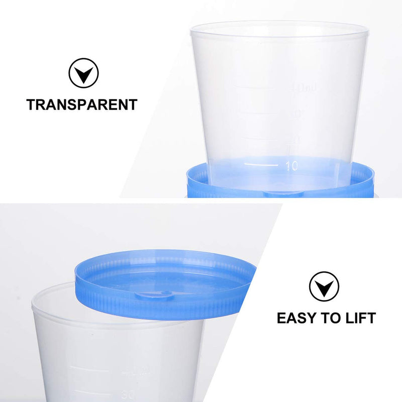 [Australia - AusPower] - Sterile Cups Urine Cup 50pcs 40ml Plastic Sample Cups Specimen Collection Cups with Lids Urine Container Specimen Containers Urine Testing Accessories (Random Color) 