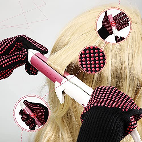4 Pcs Heat Resistant Gloves and 1 Roll Sublimation Heat Tape, Thermal Transfer Gloves with Silicone Bumps High Temperature Sublimation Tape for Sublimations Thermal Transfer Press Hair Styling