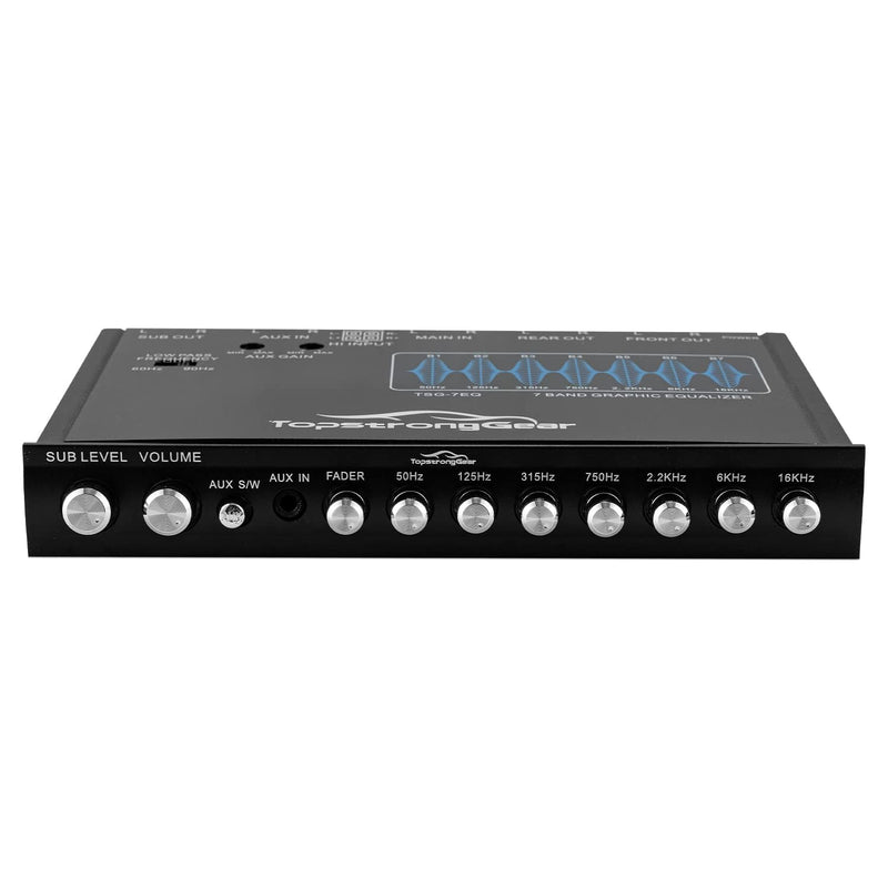 [Australia - AusPower] - TOPSTRONGGEAR TSG7EQ 7-Band Car Audio Graphic Equalizer with Front 3.5mm Aux Input, High Voltage RCA Outputs and High Level Speaker Inputs 