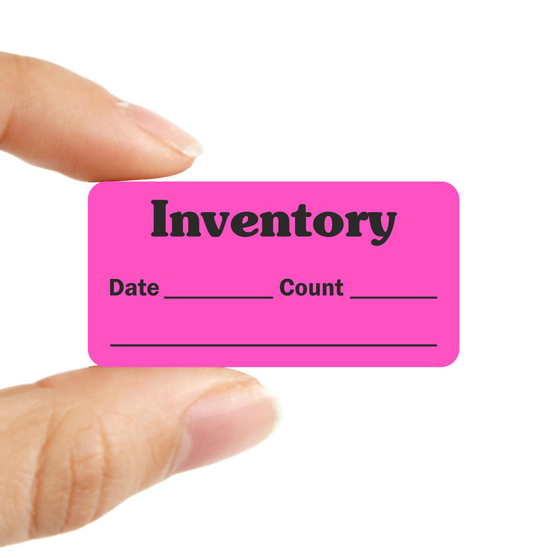 SmartSign Inventory Labels in Dispenser Box - Pack of 1000, Write-On Sections for Date and Count, 2.5" x 1.25", Black on Fluorescent Pink, Paper Stickers with Permanent Adhesive