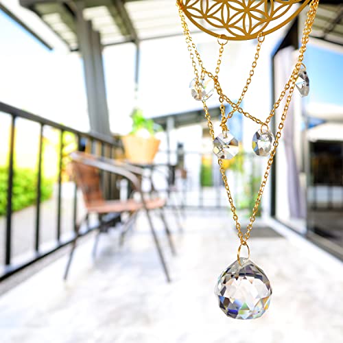 Flower of Life Crystal Suncatcher, Sacred Geometry Wall Decor, Home Office Garden Decorative Hanging Ornament