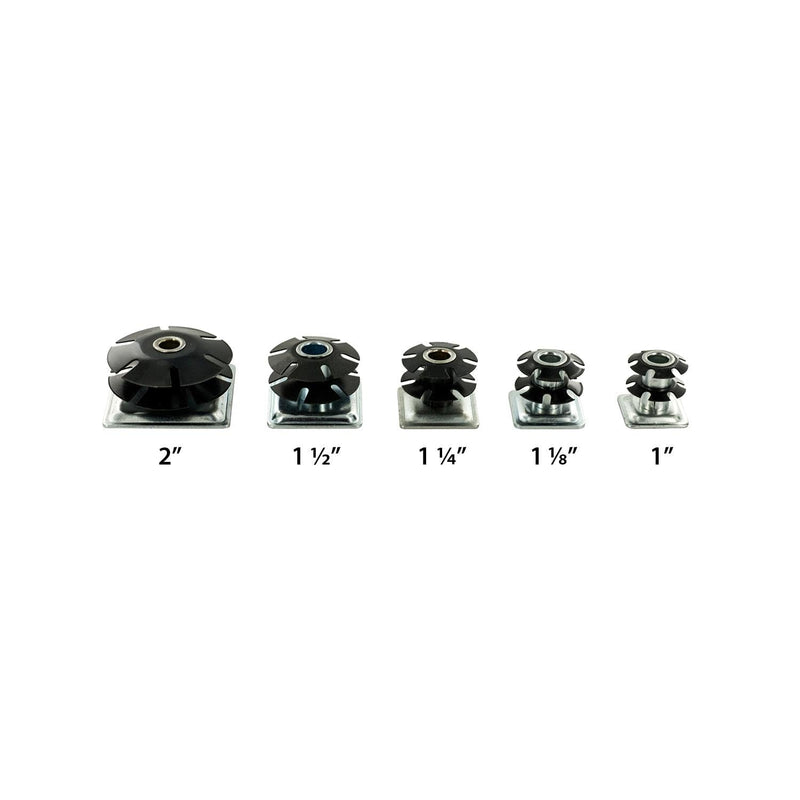 [Australia - AusPower] - Outwater Industries Double Star Threaded Caster Insert | Heat Treated Steel | Fits 1-1/2 Inch Square 16-18 Gauge Tube | Thread: 3/8-16 | 4 Pack 