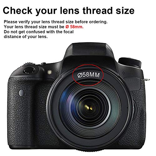58MM 0.43x Professional HD Wide Angle Lens w/Macro Portion for Canon EOS Rebel 77D T7i T6s T6i T6 T5i T5 T4i T3i SL2 60D 7D 70D 58MM