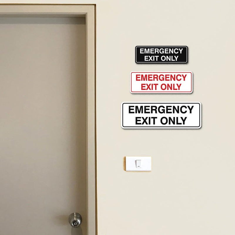 Signs ByLITA Standard Emergency Exit Only Sign - Easy Installation | Durable Wall or Door Sign (Black) - Large 2 Pack 3 x 9" - Large (2 Pack) Black