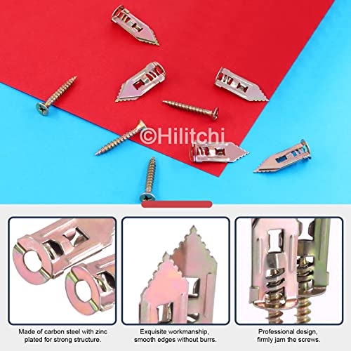 Hilitchi 200-piece self-drilling metal drywall anchors with screws, 12 x 30mm wall anchor kit