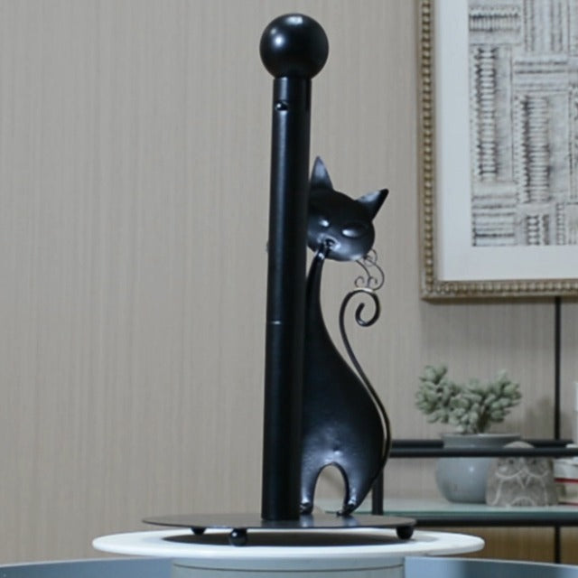 HAUCOZE Cat Paper Towel Holder Countertop Metal Paper Roll Stand 13.4 Inch