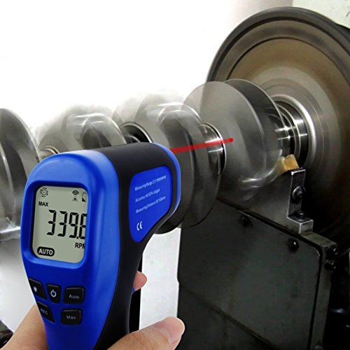 Touchless Tachometer Handheld Digital Laser Speedometer, 2.5-99999 RPM, Record (60 Data) / MAX/MIN/AVG Function, ± 0.02% + 1 Digital Accuracy, Speedometer Tachometer. Meter Display Portable tachometer