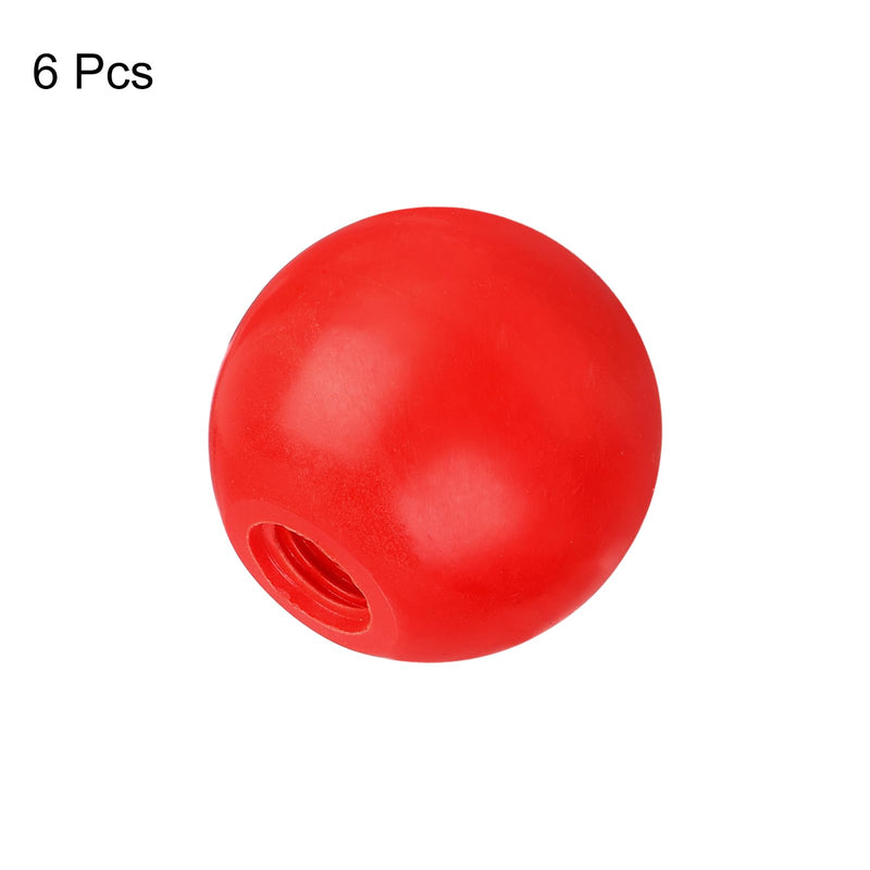[Australia - AusPower] - 6Pcs Threaded Ball Knobs, M12 Female Thread Thermoset Ball Knob 1.57" Dia Red Round Operation Ball Handles with Thread Iron Insert for Machine Handle Tool Replacement 