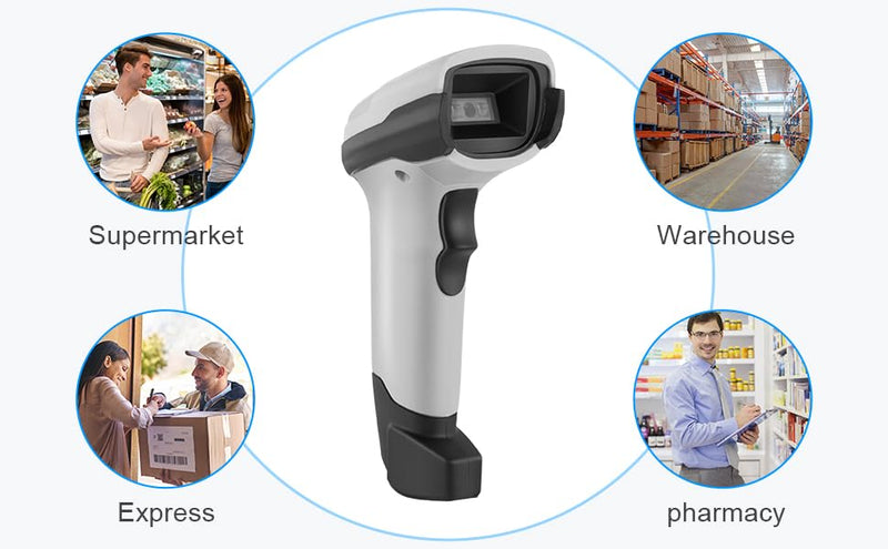 [Australia - AusPower] - Wireless Barcode Scanner, JRHC 1D CCD Barcode Reader with Stand Transmission 2.4GHz Wireless & USB Wired Connection 2 in 1 Plug and Play Handheld Bar Code Scanners for Store Supermarket Warehouse 
