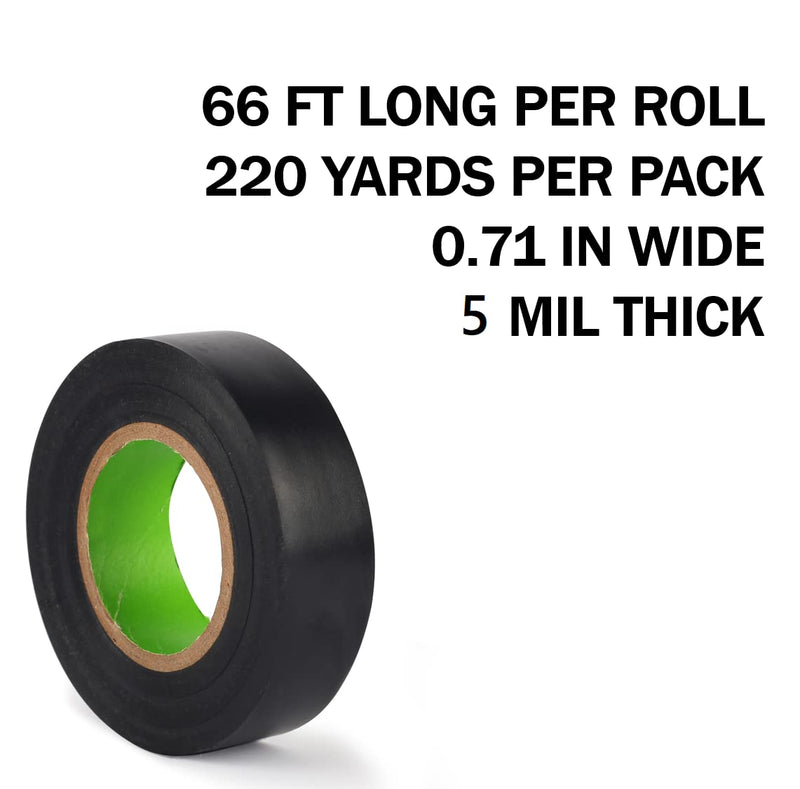 [Australia - AusPower] - Electrical Tape 10 Rolls Professional Electric Tape Waterproof or Black Tape and Wire Tape 0.71 in Wide, 60 ft Long, 5 mil Thick for All Weather Under 600V 