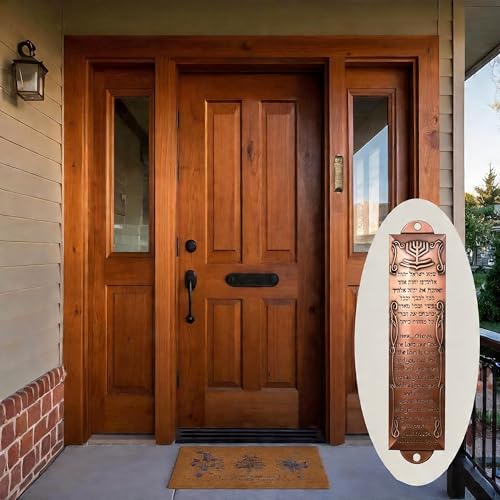 Mezuzah for Door – Easy Installation with Scroll, 5.3" Tall, Features English & Hebrew Scripture, Home Blessing Religious Decor, Perfect Jewish Gift (Fits 4-Inch Scroll), Bronze, 5 Packs
