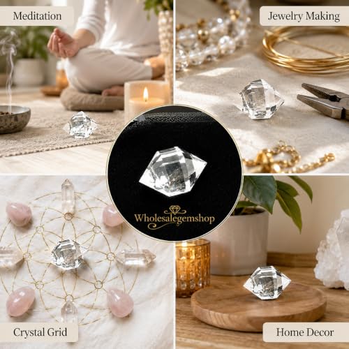 GEMSCITE Large Herkimer Diamond Crystal Charm, Natural Quartz Pendant for Jewelry Making